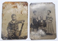 2pc Antique Tin Type Photos