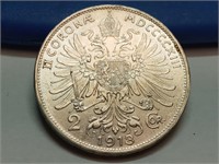OF) AU 1913 Austria Silver 2 Corona