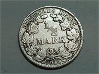 OF) 1914-J Germany Silver 1/2 Mark