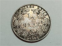 OF) 1912-A Germany Silver 1/2 Mark