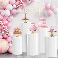 5PCS White Cylinder Cake Plinth for Parties