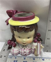 F12) CUTE GIRL HEAD VASE, 5", NO DAMAGE