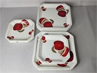 9 Italian Due Torri Ceramica apple square plates