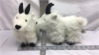 F11) TWO WHITE STUFFED GOATS