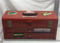 F10) TWO DRAWER FLIP TOP METAL TOOL BOX