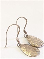 .925 Silver Hammered Drop Earrings  2g   H