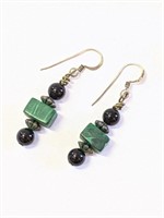 Malachite & Onyx Bead Earrings  R