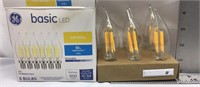 F11) SIX NEW GE BASIC LED CANDELABRA BULBS