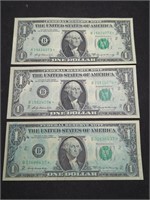 Three Star Note $1 Federal Reserve Note US paper