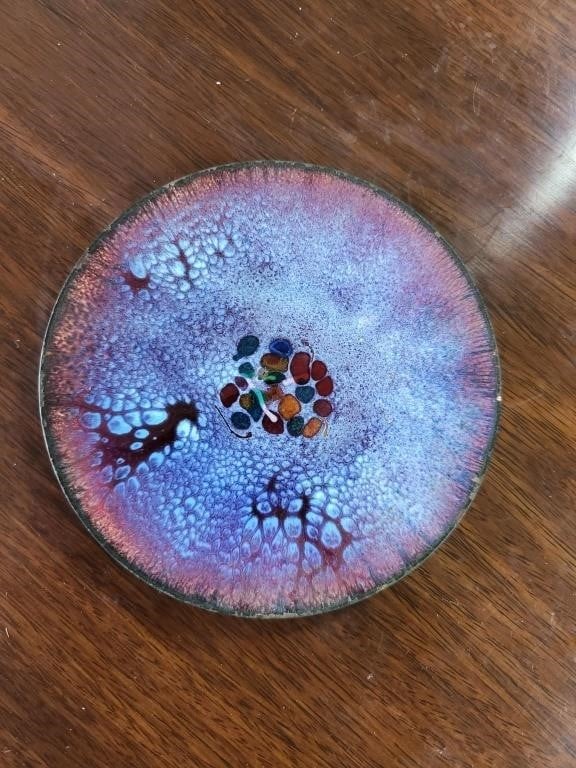 Vintage Enamel on Copper decorative plate