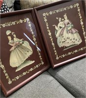 Vintage larger Victorian lady prints in frames