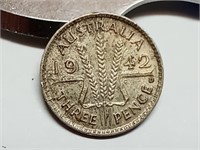 OF) 1942 D Australia silver three pence