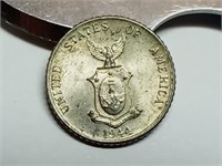 OF) 1944 D US Philippines silver 10 centavos