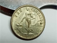 OF) 1944 D US Philippines silver 10 centavos