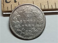 OF) 1886 Small 6 Canada silver 5 cents