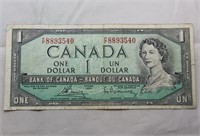 Canada $1 Banknote 1954 BC-37c Bouey Rasminsky