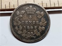 OF) 1897 Canada silver five cents