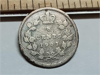 OF) 1901 Canada silver five cents