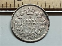 OF) 1902 H Canada silver five cents