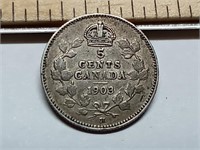 OF) 1903 H Canada silver five cents