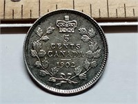 OF) 1902 Canada silver five cents