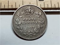 OF) 1903 H Canada silver five cents