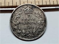 OF) 1904 Canada silver five cents