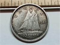 OF) 1940 Canada silver 10 cents