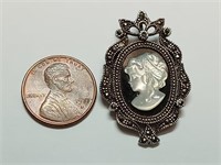 OF) 925 sterling silver cameo pendant/pin