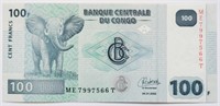 2022 Congo 100 FRANCS banknote UNC.