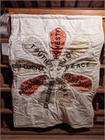 Vtg Quilted Banner, Hand Stitched Flower of Spirit