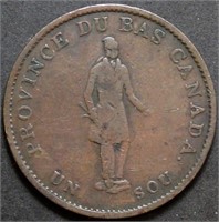 Canada LC-8D2 Quebec Half Penny Bank Token 1837  B