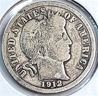 1912 USA Silver Barber Dime