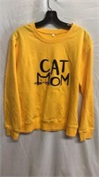 R5) CAT MOM SWEATSHIRT, YELLOW, XL -RUNS SMALLER