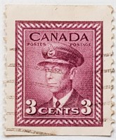 Canada 1942 WWII George VI, 3 Cents Stamp #251