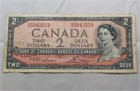 Canada $2 Banknote 1954 BC-38d Lawson Bouey