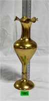 Vtg Brass Ruffled Pedestal Vase Gorgeous