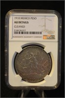 1910 Certified Mexico Silver Peso Coin