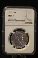 1955 MS63 Franklin Silver Half Dollar
