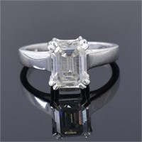 APPR $3100 Moissanite Ring 2.1 Ct 925 Silver