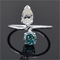 APPR $3500 Moissanite Ring 1.1 Ct 925 Silver