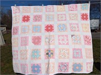 1950s 100% Cotton Texas Quilt Floral Design HM