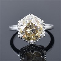 APPR $4100 Moissanite Ring 2.5 Ct 925 Silver
