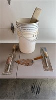 Bucket of Cement/ Masonry Tools
