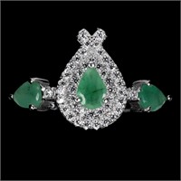 Natural Pear Emerald Simulated Cz Gemstone 925 Ste