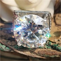 APPR $5800 Moissanite Ring 23.75 Ct 925 Silver