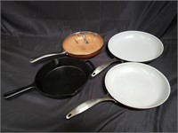 Group of pans - Copper Chef, Green Pan and