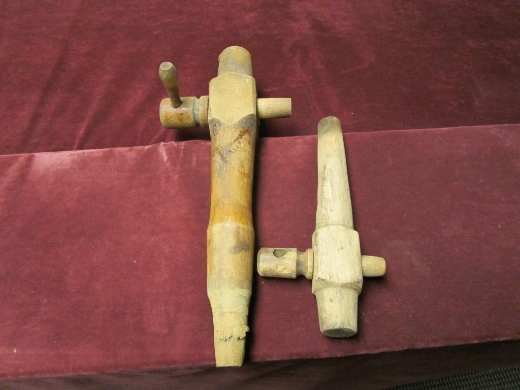 Antique Handmade Wooden Taps - Set of 2