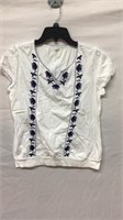 R1) MEDIUM ST JOHNS BAY WHITE & BLUE SHIRT