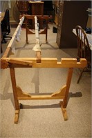 Vtg Quilting Frame  w/ 2 Part Stand - Solid Wood